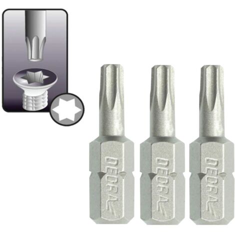 DEDRA - Torx T15 Bits, 25 mm - 3 Stück im Blister