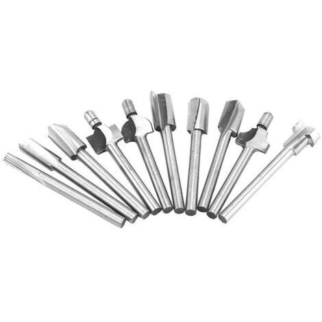 DEESSE SHOP-10Pcs 3.2mm 1/8 " Mini Tige HSS Bois Routeur Cutter Bits Fraises à Bois Outil Rotatif Fraises Rapide Embouts de Fraisage Routage du Bois pour Bricolage Menuiserie Gravure Ajustant Perçant