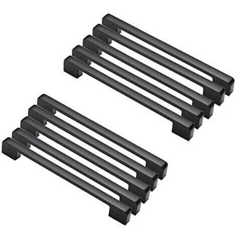 DEESSE SHOP-10pcs poignées de porte noir en Métal de zinc Poignées T Bar Baton Cuisine Armoire Entraxe de Trous 192mm