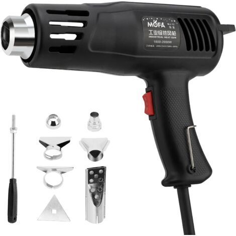 DEESSE SHOP-1200W Décapeur Thermique, 150℃ & 550℃ Réglages Double Température Pistolet Thermique avec 7 Buses, Protection de Surcharge, Manche Antidérapant, Idéal pour Retrait Thermiquement
