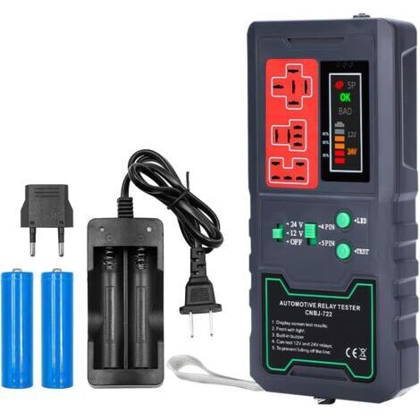 DEESSE SHOP-12V 24V Testeur de Relais Automobile avec Affichage à LED  testeur de Relais Automobile électronique Outil de vérification de Batterie de Diagnostic de Voiture Automatique