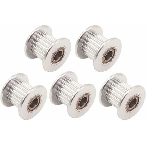 DEESSE SHOP - 2 GT GT2 Courroie Poulie de renvoi en aluminium 20 dents Dent 3 mm Alésage 5 mm pour imprimante 3d Courroie de distribution 6 mm 10 mm de largeur (lot de 5 pièces) (10 mm - 20T - Alésage