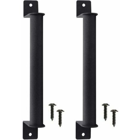 DEESSE SHOP-2 Pcs Poignée de Porte de Grange en Acier Carbone Durable Porte Style Grange Rétro Poignée de Porte Coulissante Anti-corrosion avec Vis pour Portes de Grange Coulissantes Placard - Noir