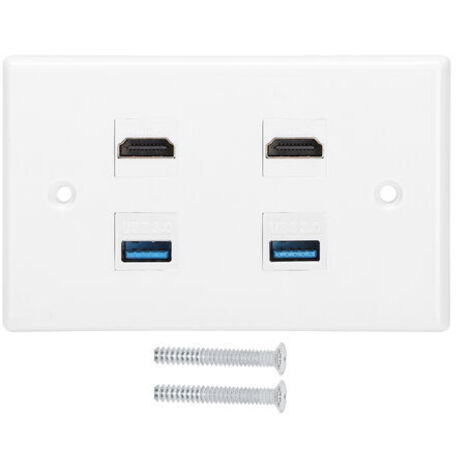 DEESSE SHOP-2 Ports HDMI et Plaque de Panneau Mural USB Keystone HDMI Femelle à Boucle Femelle avec Fixation Murale pour Chargeur Plaques murales avec Chargeur USB