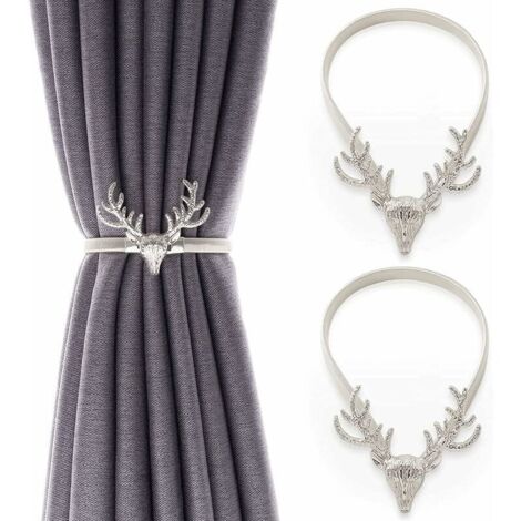 DEESSE SHOP - 2Pcs Embrasses de Rideau Embrasses de Rideau avec Crochet en Métal Boucle de Rideau Clips de Rideau en Forme de Cerf Moderne Rideau Retenue Fenêtre Accessoire Décoratif pour Chambre Bure
