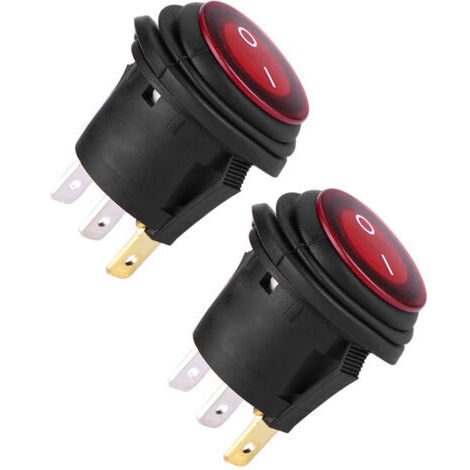 DEESSE SHOP-2pcs lumière LED rouge 12V / 24V universel 20A 3Pin voiture auto bateau rond interrupteur à bascule marche-arrêt