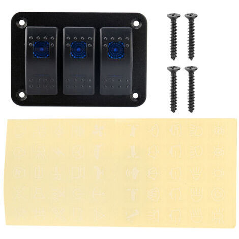 DEESSE SHOP-3 Gang LED On/Off Interrupteur à Bascule Panneau, Panneau de Commutateur à Bascule avec protection contre les surcharges 12-24V DC IP66 étanche pour Camping-car Camion Remorque Marine Véhi