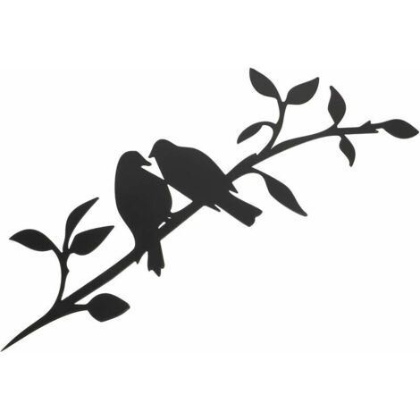 DEESSE SHOP - 30 x 12,5 cm Oiseaux sur Branche Métal Art Décoration Murale Fer Oiseau Métal Sculpture Murale Oiseau Art Décoration Murale pour Intérieur Extérieur pour Maison Jardin