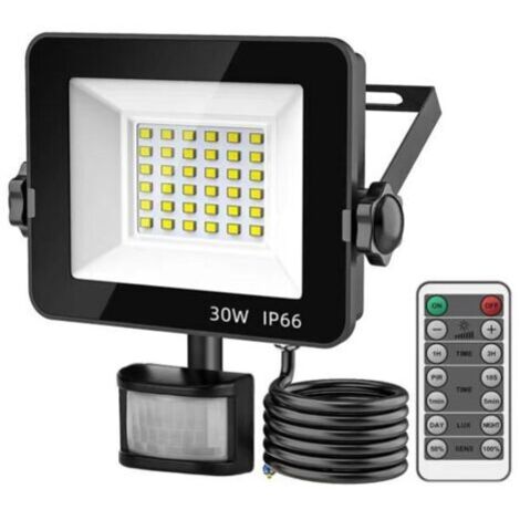 DEESSE SHOP-30W Projecteur LED Detecteur de Mouvement，6500K Blanc Froid，IP66 Etanche Super Lumineux Eclairage Exterieur，Éclairage mural d'extérieur pour Jardin, Patio, Garage