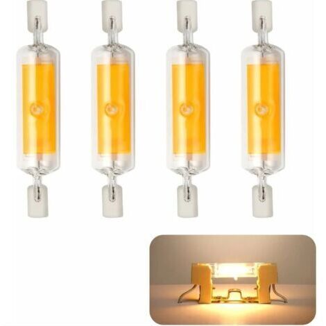 DEESSE SHOP-4 pièces R7S LED 78mm ampoules dimmable 10W , ampoule LED blanc chaud 3000K, 800LM COB ampoule LED, 360° angle de faisceau, Equivalent à 80W lampe halogène