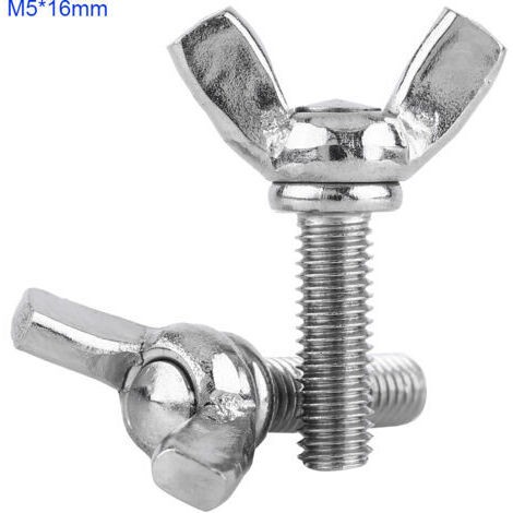 DEESSE SHOP-5 pièces/sac M5 vis à main papillon aile boulons assortiment ensemble de 304 attaches en acier inoxydable(M516mm)