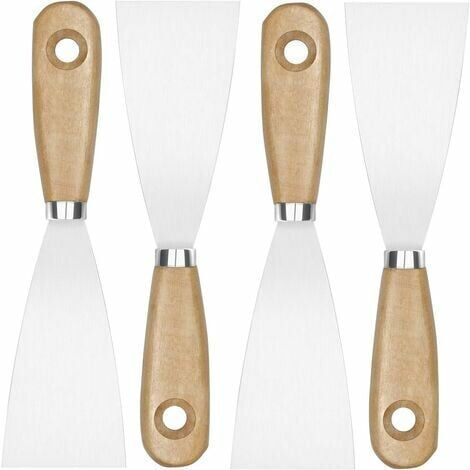 DEESSE SHOP - Accessoires pour pistolet à air chaud, spatule de revêtement, grattoirs à peinture 4 pièces avec manche en bois, couteaux à peindre pour papier peint et murs