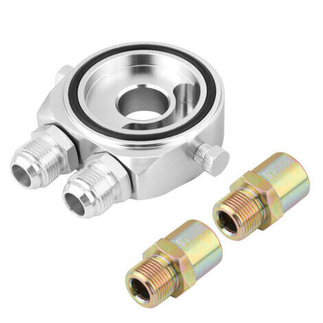 DEESSE SHOP-Adaptateur de filtre à huile Sandwich M20 x 1,5 en aluminium - Pour filtre à huile, refroidisseur de plaque sandwich - Adaptateur 1/8 NPT - Kit de refroidissement d'huile (Silver).