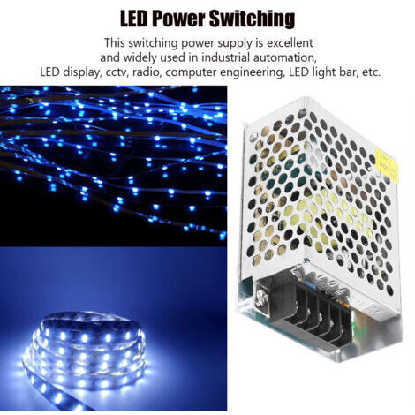 DEESSE SHOP-Adaptateur de pilote d'alimentation DC5V en alliage d'aluminium alimentation à découpage équipement LED transformateur Reulated(S-25-5（5V/5A/25W）AC100-240V)