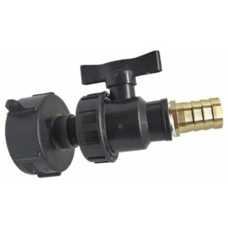 DEESSE SHOP - Adaptateur IBC, raccords de réservoir S60X6 IBC - Kit de raccord d'adaptateur de raccord d'eau de tuyau de sortie (capuchon S60 x 6 + valve + pagode de 1,9 cm)