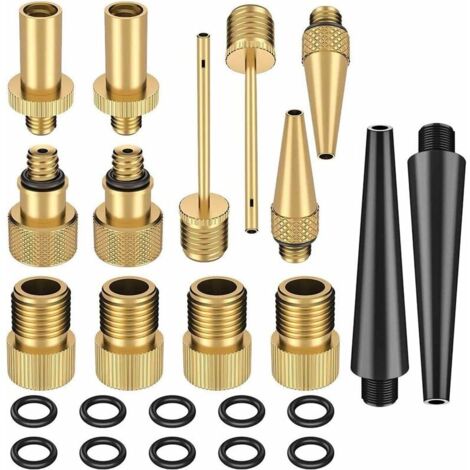 DEESSE SHOP - Adaptateurs de valve de vélo, kit d'adaptateur de gonflage de vélo 24 pièces, valve de vélo avec bague d'étanchéité, facile à installer pour compresseurs de pompe à vélo DV AV SV