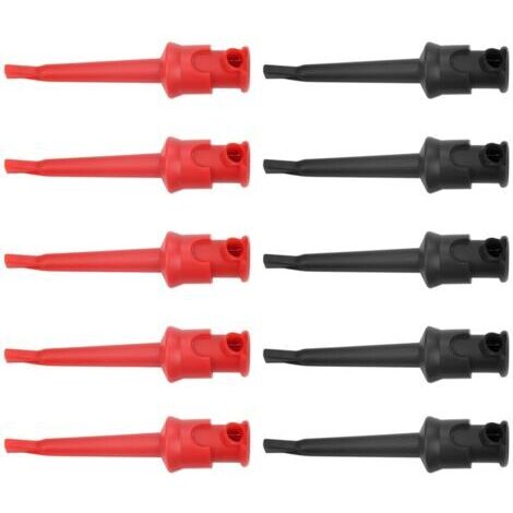 DEESSE SHOP-Akozon 10 Pièces P5002 Crochet de Test Multimètre Pinces de Plomb pour le Soudage de Câbles SMT SMD IC D20, et Fiable en Noir et Rouge (cinq noirs et cinq rouges)