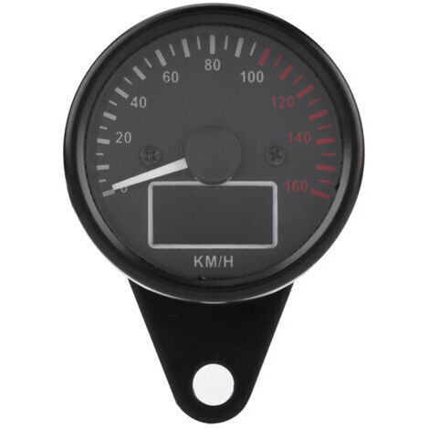 DEESSE SHOP-Akozon Universal Digital LED LCD Motorcycle Speedometer Tachomètre, 0-160 Km/H Retro Noir, étanche avec Objectif Transparent.