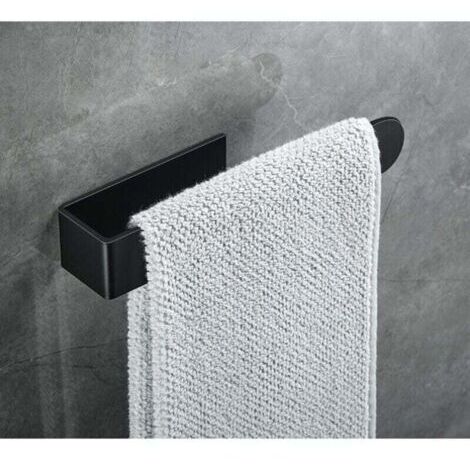 DEESSE SHOP-Anneaux et rails de serviettes, porte-serviettes, anneau de serviette, porte-serviettes auto-adhésif pour salle de bain, en acier inoxydable (petit, noir)