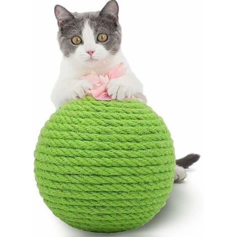 DEESSE SHOP - Balle à gratter pour chat, jouet pour chat chaton cactus en sisal avec boule de cloche-jouet pour animal de compagnie respectueux de l'environnement naturel morsure et usure interactives