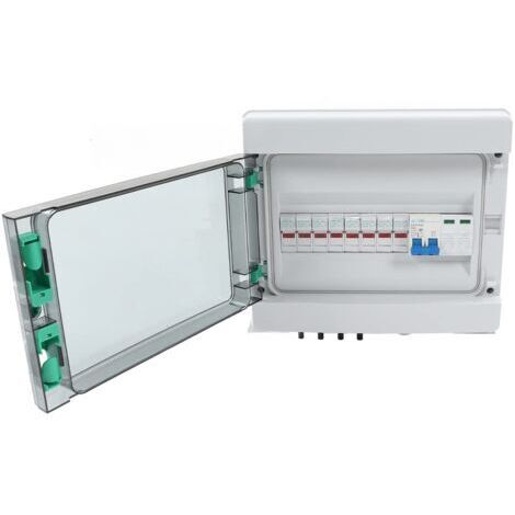 DEESSE SHOP-Boîtier de Combinaison PV à 4 Cordes avec Parafoudre, Fusible 15 A, Disjoncteur 63 A, Boîtier de Combinaison Solaire IP67 pour Système de Panneau Solaire On/Off Grid