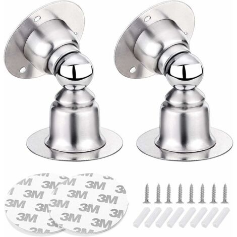 DEESSE SHOP - Butée de porte magnétique 2 pièces, butée de porte en acier inoxydable avec ruban adhésif double face 3M ou vis - Pas de perçage/perçage nécessaire à double usage