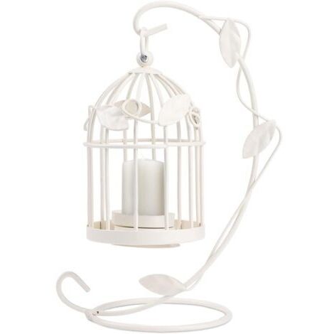 DEESSE SHOP-Cage à Oiseaux Décorative, Style de Cage À Oiseaux Creux Motif Bougeoir en Fer Creative Carve Motif Arts Bougeoir pour Décoration de Maison pour Décoration de Fête de Mariage, 23 x 14cm(Bl