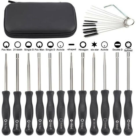 DEESSE SHOP-Carburateur--Set de 12 Outils de Réglage de Carburateur/Tournevis de Réglage pour Moteur à 2 Temps Embout Splined/Pac Man/D/Double D pour Débroussailleuse Tronçonneuse Poulan usqvarna