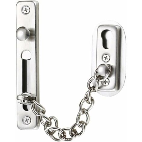 DEESSE SHOP - Chaîne de sécurité, chaîne de porte en acier inoxydable 304, serrure à chaîne de porte avec vis, utilisée pour les portes et fenêtres intérieures de l'hôtel familial, argent chromé bross