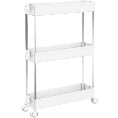 DEESSE SHOP-Chariot De Cuisine À 3 Niveaux, Étagère De Niche Étroite Sur Roulettes, Étagère De Salle De Bain Peu Encombrante Et Étagère De Cuisine Pour Cuisine, Bureau, Salle De Bain, 40 X 13 X 61 Cm,