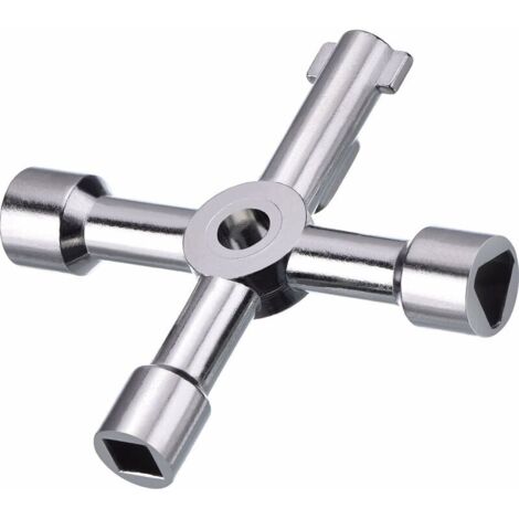 DEESSE SHOP - Clé de boîte de compteur Clé de gaz Clé de compteur Clé utilitaire multifonctionnelle à 4 voies pour clé d'ouverture d'armoire électrique (argent)