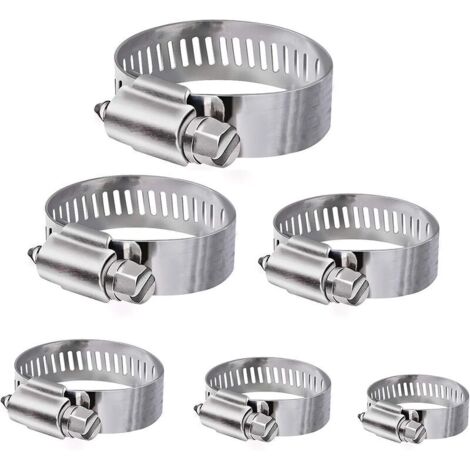 DEESSE SHOP - Colliers de serrage, 36 colliers de serrage réglables en acier inoxydable de 6 à 51 mm Assortiment de 8 tailles pour tuyau d'eau familial, réservoir d'essence, tube automobile, etc.