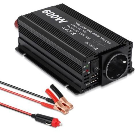 DEESSE SHOP-Convertisseur de tension 600W DC 12V vers AC 220V – Onduleur à onde sinusoïdale pure – Protection surchauffe – Matériau alliage aluminium