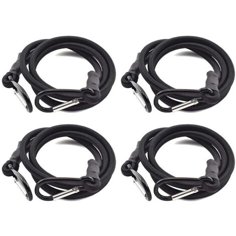 DEESSE SHOP - Cordons élastiques, cordon élastique, cordon élastique avec crochets, cordon élastique noir 4 pièces, cordon élastique avec crochet pour porte-bagages élastique（1m）
