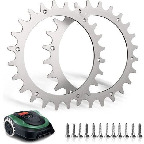 DEESSE SHOP-Crampons En Acier Inoxydable, 2 PCS Crampons Pour Bosch Indego Xs 300 M700 S 500 M+700 S+500 Avec 12 Vis à TêTe Plate M4 AméLioration De La Traction Pour Les Tondeuses à Gazon RobotiséEs 1