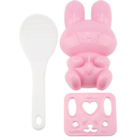 DEESSE SHOP-Cryfokt Moule à Riz Sushi Lapin de Dessin animé, Outil de Fabrication D'onigiri Facile pour Enfants, PP de qualité Alimentaire (PINK)