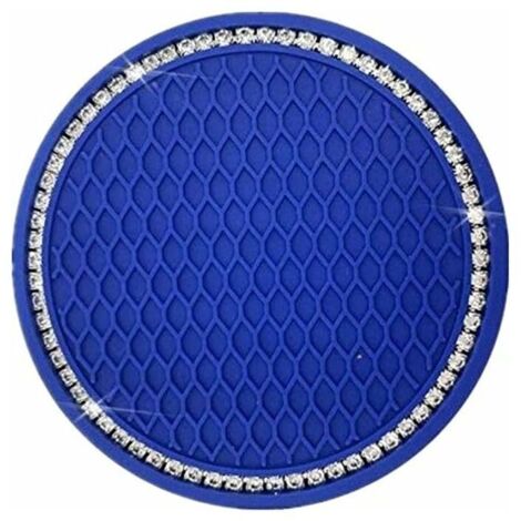 DEESSE SHOP - Dessous de verre de voiture 4 pièces, sous-verre de voiture en cristal antidérapant en silicone de 2,75 pouces, accessoires d'intérieur de voiture, tapis de sous-verre GM (bleu marine)