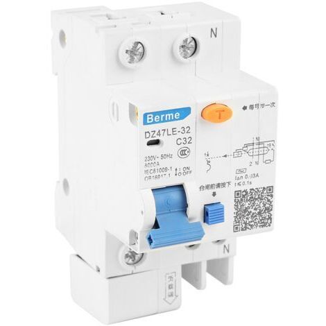 DEESSE SHOP-Disjoncteur Différentiel Stable DZ47LE-32 32A 1P + N C32 30mA 230V, Protection Contre Surcharge, Fuite et Court-Circuit Multiple