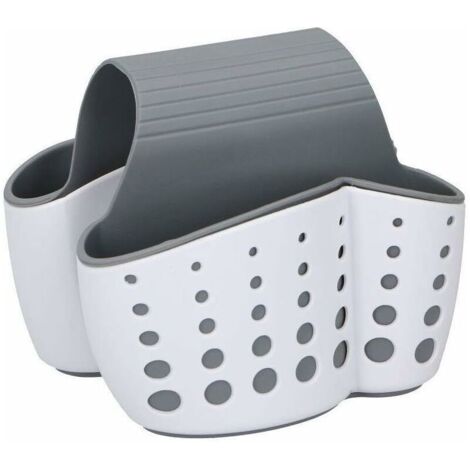 DEESSE SHOP - Égouttoir double face pour cuisine, douche, salle de bain - Organisateur et rangement idéal pour éponges, savons, brosses et plus encore - Blanc/gris