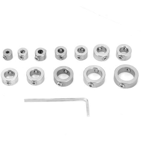 DEESSE SHOP-Ensemble d'arrêt de forage, 12pcs 3-16mm Perceuse en acier inoxydable Bit d'arrêt de profondeur Anneau de limite de perçage avec Hex Wrenche pour resserrer le jeu d'arrêts