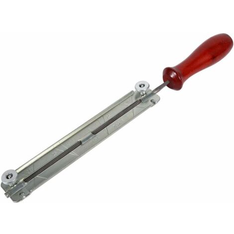 DEESSE SHOP - Ensemble de limes d'affûtage de tronçonneuse en acier Poignée ronde Porte-outil de tronçonneuse Porte-outil de chaîne ronde avec manche en bois pour support de guide de classe de tronçon