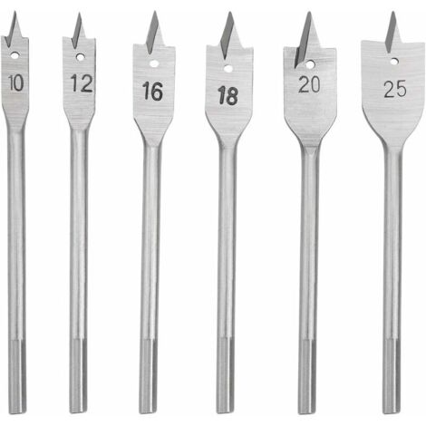 DEESSE SHOP - Ensemble d'embouts plats en bois en acier au carbone, ensemble d'embouts plats, embouts plats pour pagaie à bois, outil de couteau à trou pour le travail du bois, ensemble de 6 forets pl