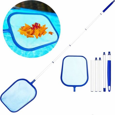 DEESSE SHOP - Épuisette de surface, écumoire à feuilles avec poignée détachable de 1,2 m, filet à mailles fines, kit de nettoyage de piscine pour piscine, étangs, fontaine, étang, aquarium (bleu)