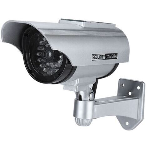 DEESSE SHOP-Fausse caméra alimentée à l'énergie solaire Caméra de sécurité de surveillance CCTV extérieure LED Record (argent)