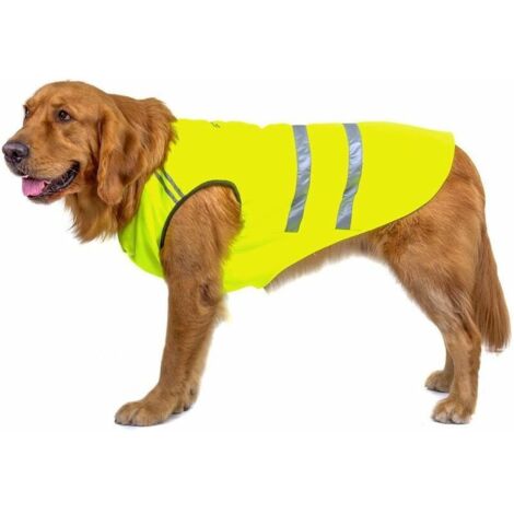 DEESSE SHOP - Gilets de sécurité Manteau pour chien Épaississement réfléchissant Tissu confortable Le collier élastique Vert Jaune 3XL (Longueur du dos 50 cm, Poitrine 60-70 cm)