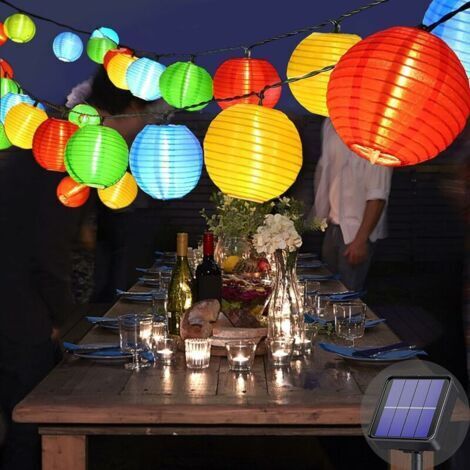 DEESSE SHOP-Guirlande Lumineuse Solaire Extérieure, 6m 20 Lanternes LED 8 Modes Lampes Solaires Imperméables pour Jardin, Balcon, Cour, Mariage, Décoration de Fête (Coloré)
