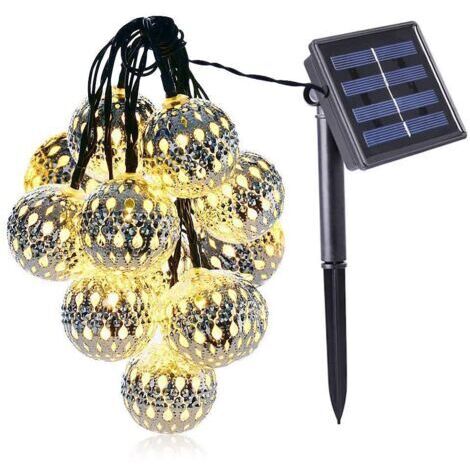 DEESSE SHOP-Guirlande lumineuse solaire marocaine d'extérieur, 5 m, 20 LED, 8 modes, éclairage étanche pour jardin, patio, cour, maison, Noël, fête