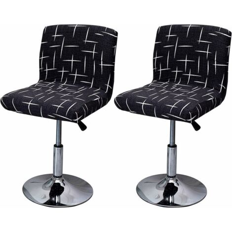 DEESSE SHOP - Housse de tabouret de bar extensible, 2 housses de chaise haute imprimées pour housses de chaise haute de bar, protection de siège de chaise de salle à manger noir