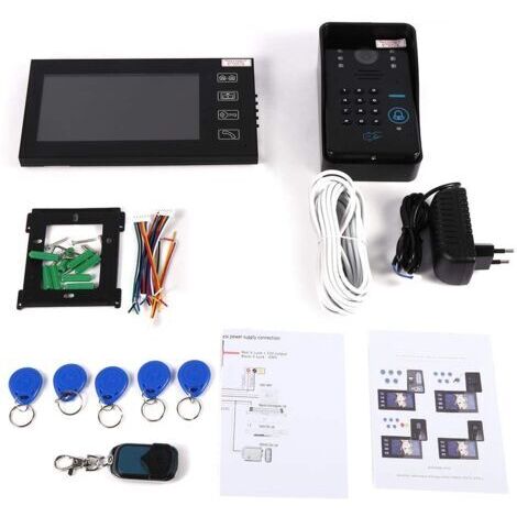 DEESSE SHOP-Interphone vidéo 7' avec écran LCD couleur – Vision nocturne infrarouge – 5 cartes RFID – Installation facile pour appartements et bureaux