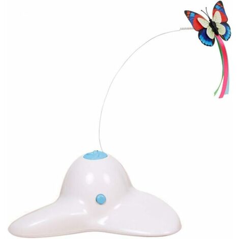 DEESSE SHOP - Jouet pour chat interactif d'intérieur avec papillon rotatif à 360 ° (blanc)